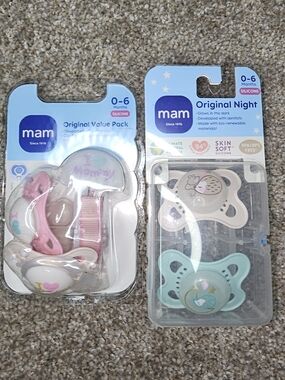 mam Original Value Pack & Original Night Pacifiers - Pink & Mint